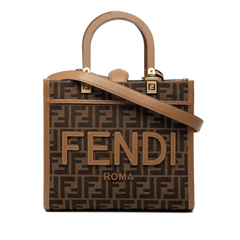 Fendi Small Zucca Canvas Sunshine Shopper Tote Brown Canvas Very good condition - Front View