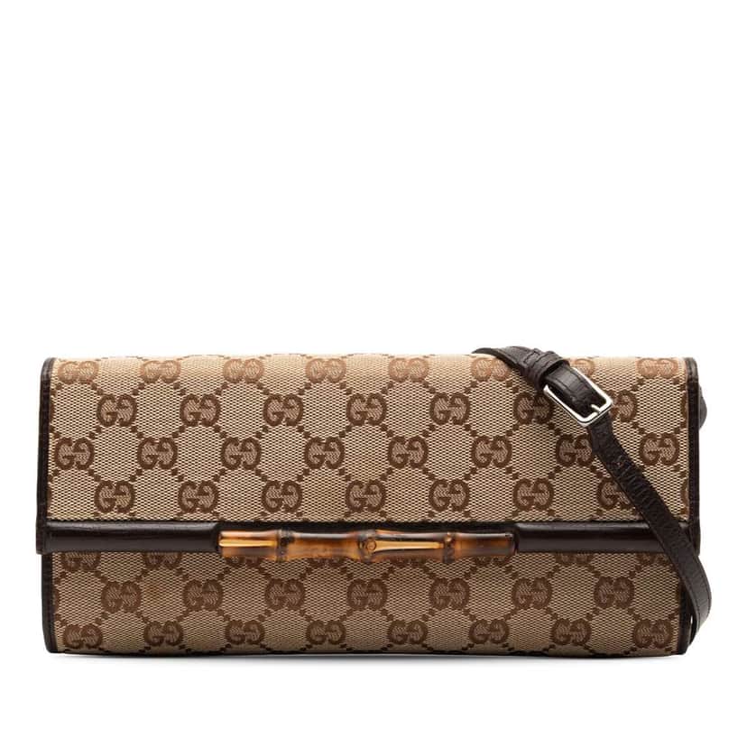 Gucci GG Canvas Bamboo Bar Crossbody Brown Canvas Good condition - Front View