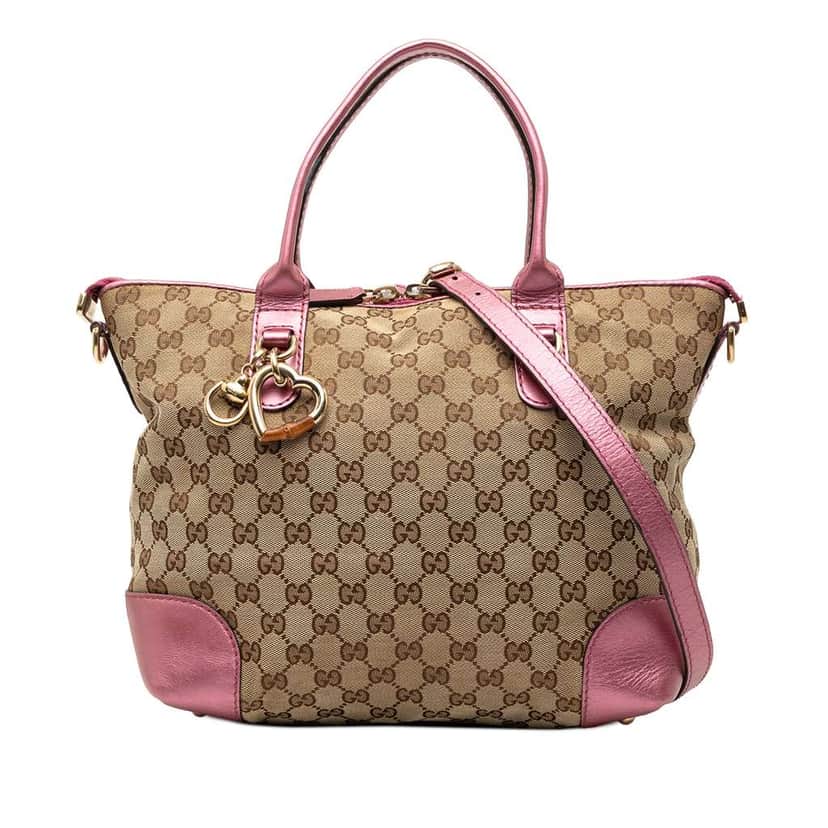 Gucci GG Canvas Heart Bit Satchel Brown Canvas Very good condition - Front View
