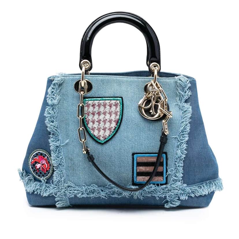 Dior Denim Patch D Light Satchel Blue Denim Very good condition - Front View