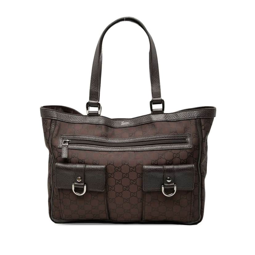 Gucci GG Nylon Abbey D Ring Pocket Tote Brown Very good condition - Front View