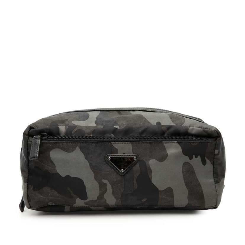 Prada Tessuto Camouflage Pouch Grey Good condition - Front View