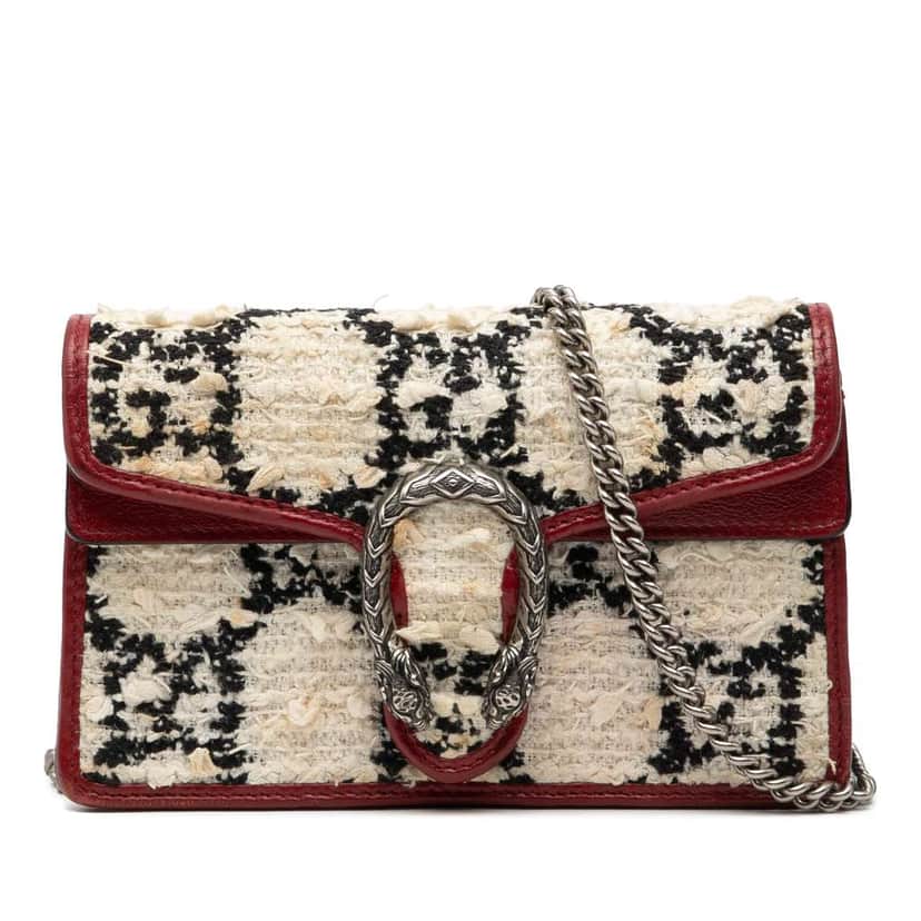 Gucci Mini GG Tweed Dionysus Crossbody White Tweed Very good condition - Front View