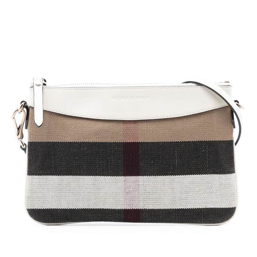 Burberry Mega Check Canvas Peyton Crossbody Brown Canvas Very good condition - Front View