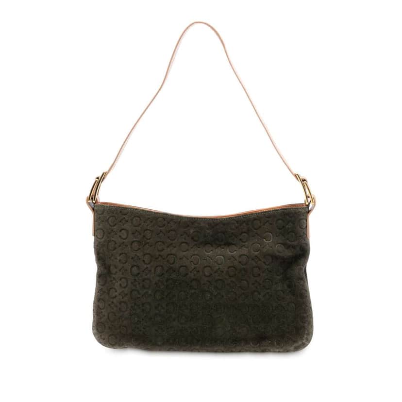 Celine C Macadam Suede Shoulder Bag Brown Leather Very good condition - Front View