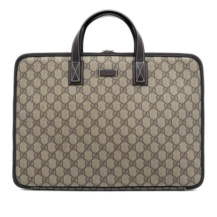 Gucci GG Supreme Briefcase Brown Canvas Good condition - Front View