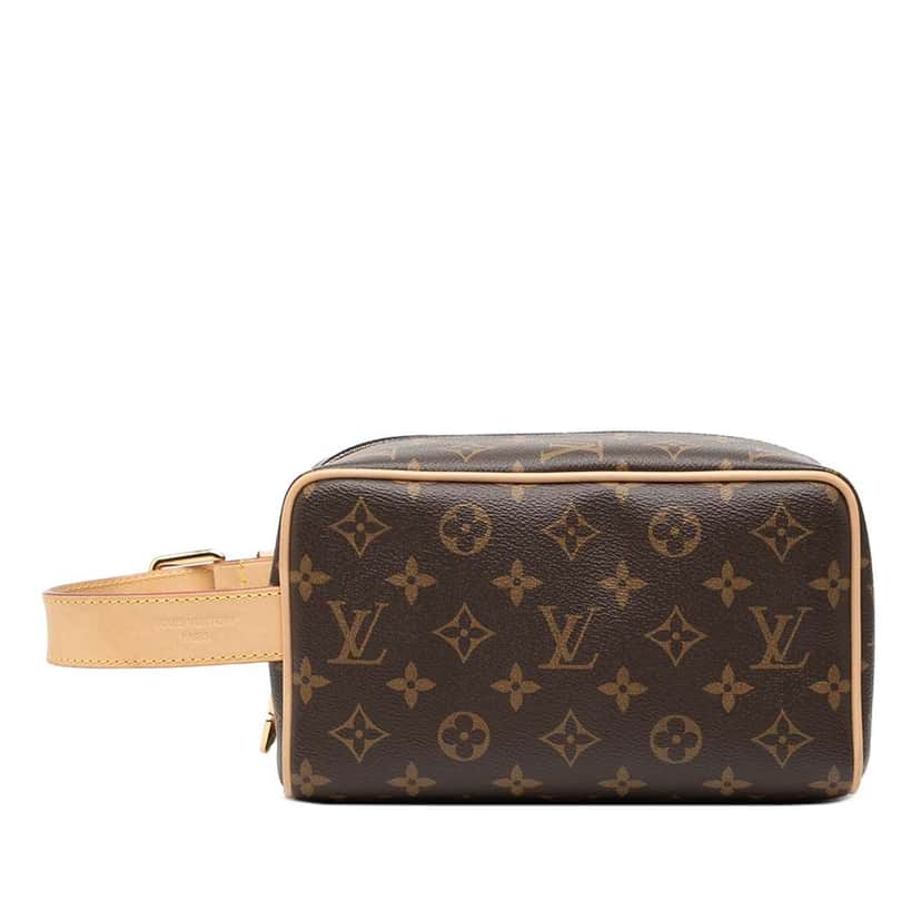 Louis Vuitton Monogram Locker Dopp Kit Clutch Brown Good condition - Front View