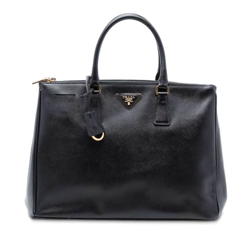 Prada Large Saffiano Lux Galleria Double Zip Tote Black Leather Good condition - Front View