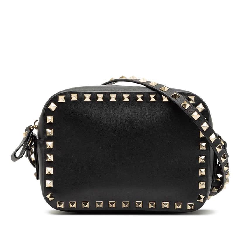 Valentino Leather Rockstud Camera Bag Black Leather Good condition - Front View