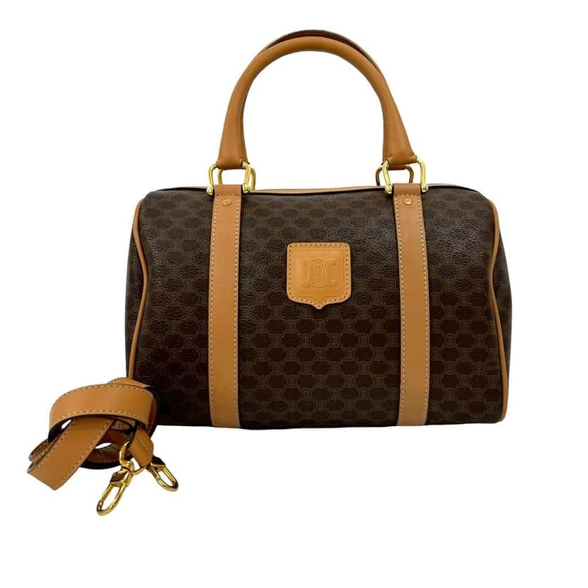 Celine Macadam Coated Canvas Satchel Brown Canvas Good condition - Front View