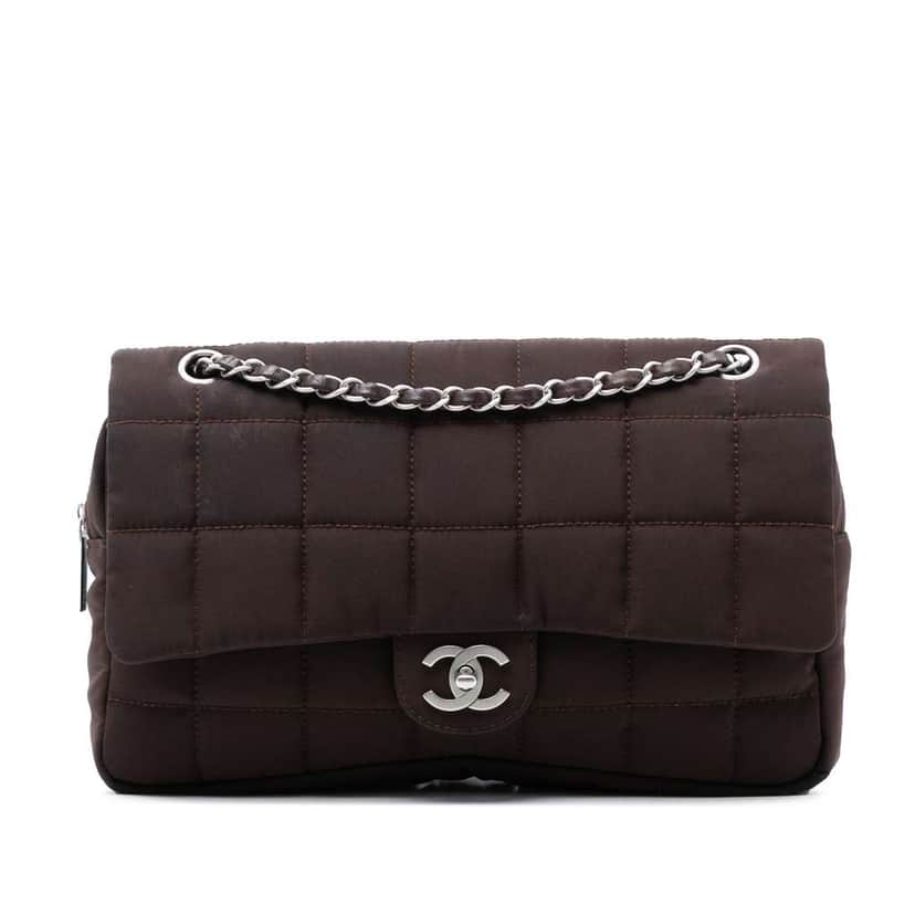 Chanel Medium Nylon Chocolate Bar Camera Flap Brown Good condition - Front View