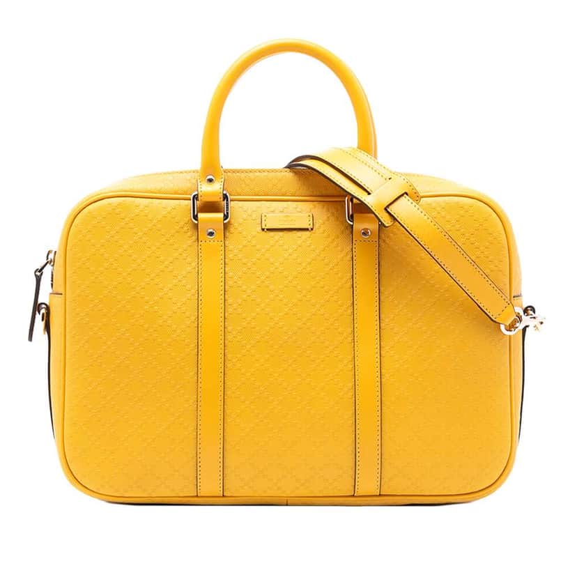 Gucci Medium Leather Diamante Bright Business Bag Yellow Leather Very good condition - Front View