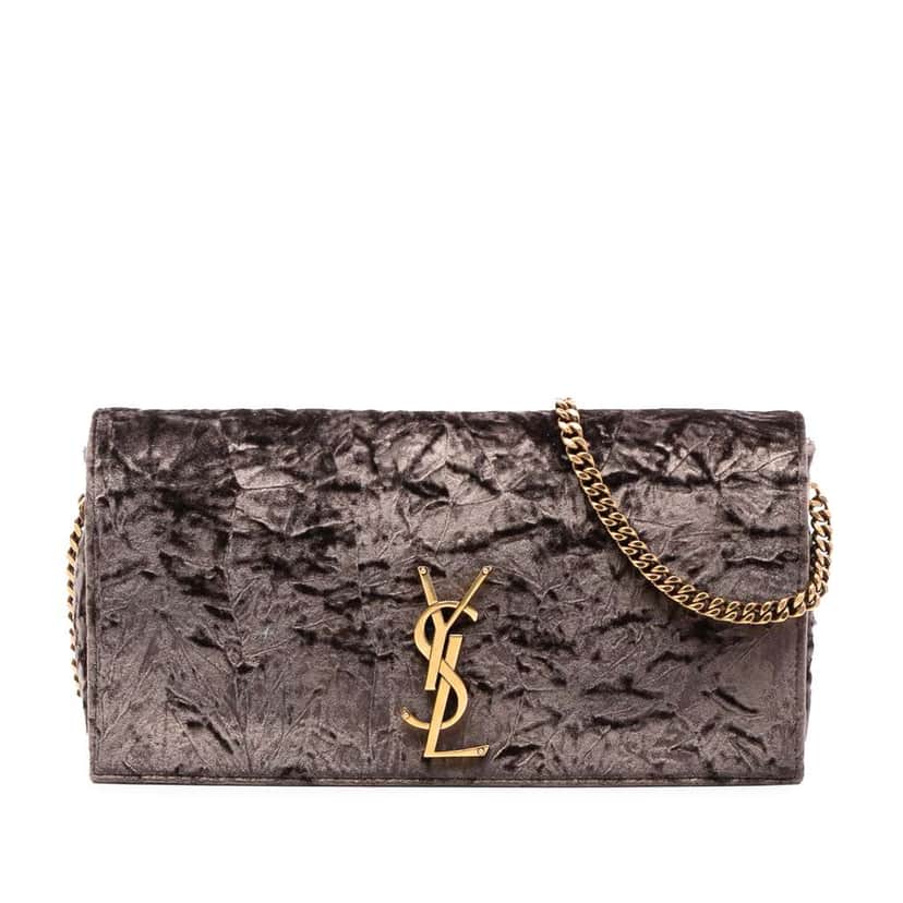 Saint Laurent Crushed Velvet Monogram Kate 99 Tassel Bag Brown Velvet Good condition - Front View