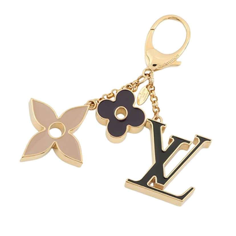Louis Vuitton Gold Plated Fleur de Monogram Bag Charm Gold Metal Good condition - Front View