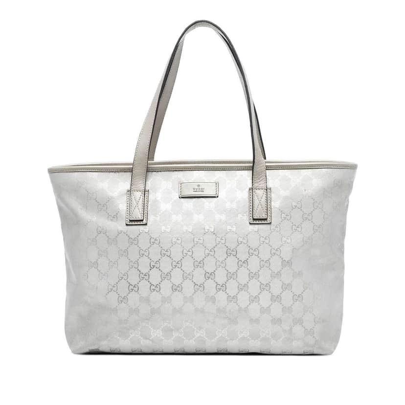 Gucci Medium GG Imprime Tote Silver Canvas Good condition - Front View