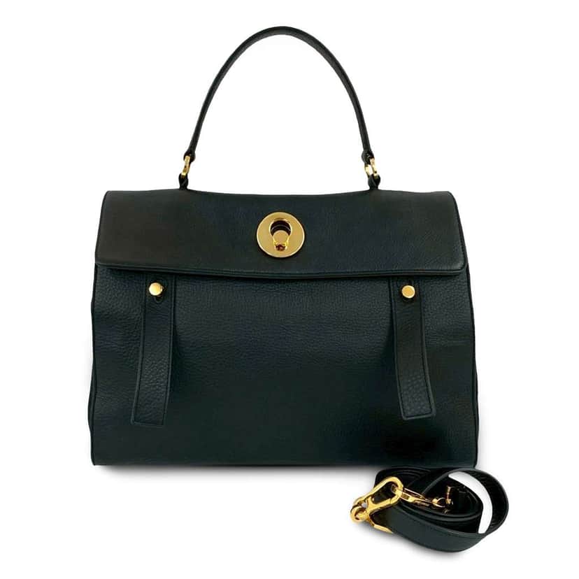 Saint Laurent Medium Leather Muse Two Satchel Black Leather Good condition - Front View