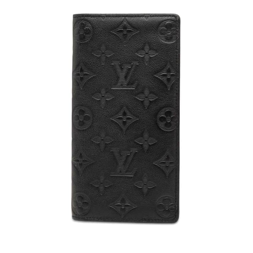 Louis Vuitton Monogram Shadow Brazza Black Leather Good condition - Front View