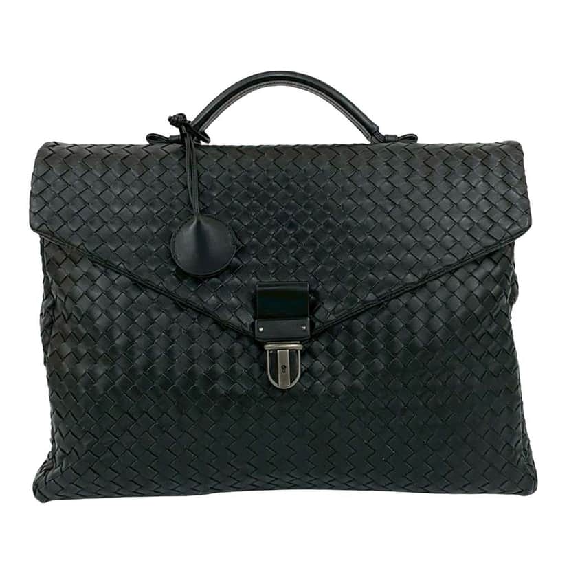 Bottega Veneta Nappa Intrecciato Briefcase Black Leather Good condition - Front View