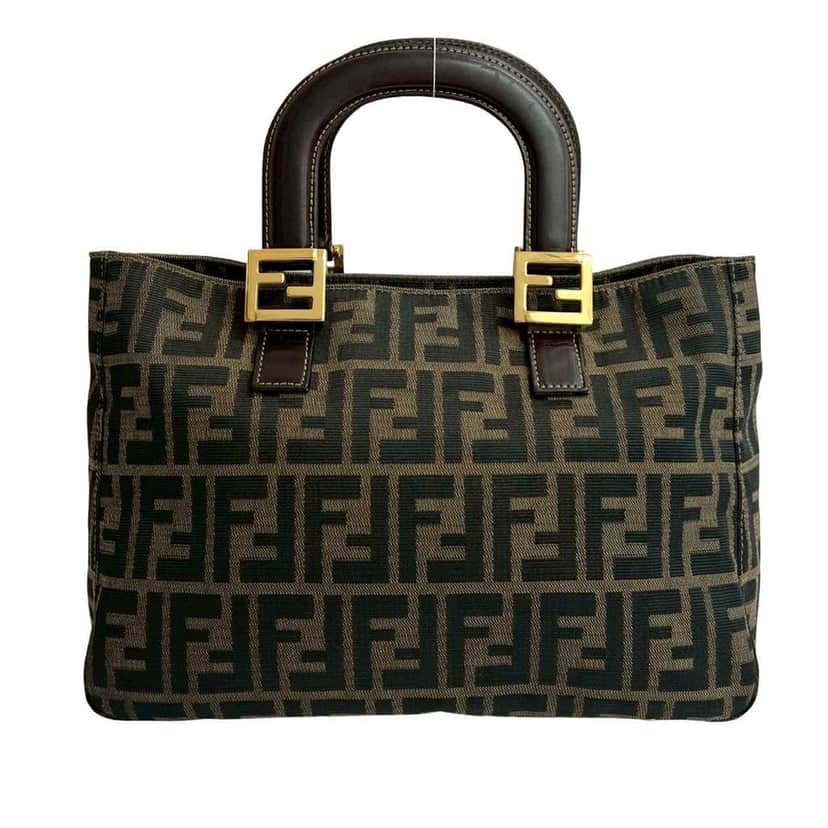 Fendi Small Zucca Canvas Twins Tote Brown Canvas Good condition - Front View