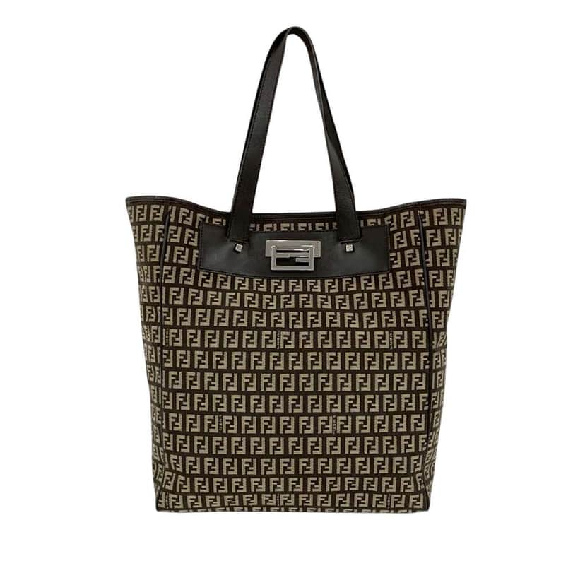 Fendi Zucchino Canvas Tote Brown Canvas Good condition - Front View