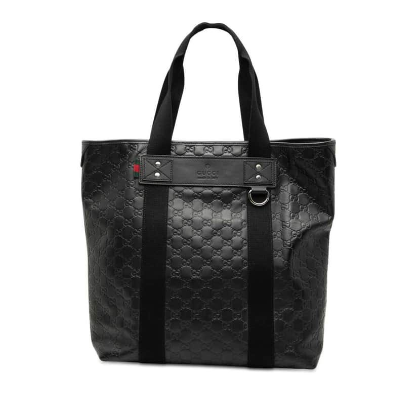 Gucci Guccissima Web Tote Black Leather Good condition - Front View