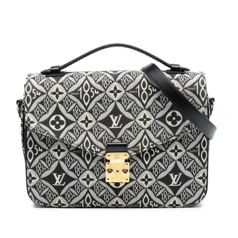 Louis Vuitton Monogram Jacquard Since 1854 Pochette Metis Black Canvas Very good condition - Front View