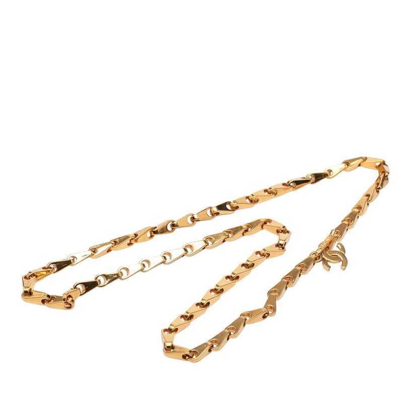 Chanel Gold Plated CC Pendant Necklace Gold Metal Very good condition - Front View