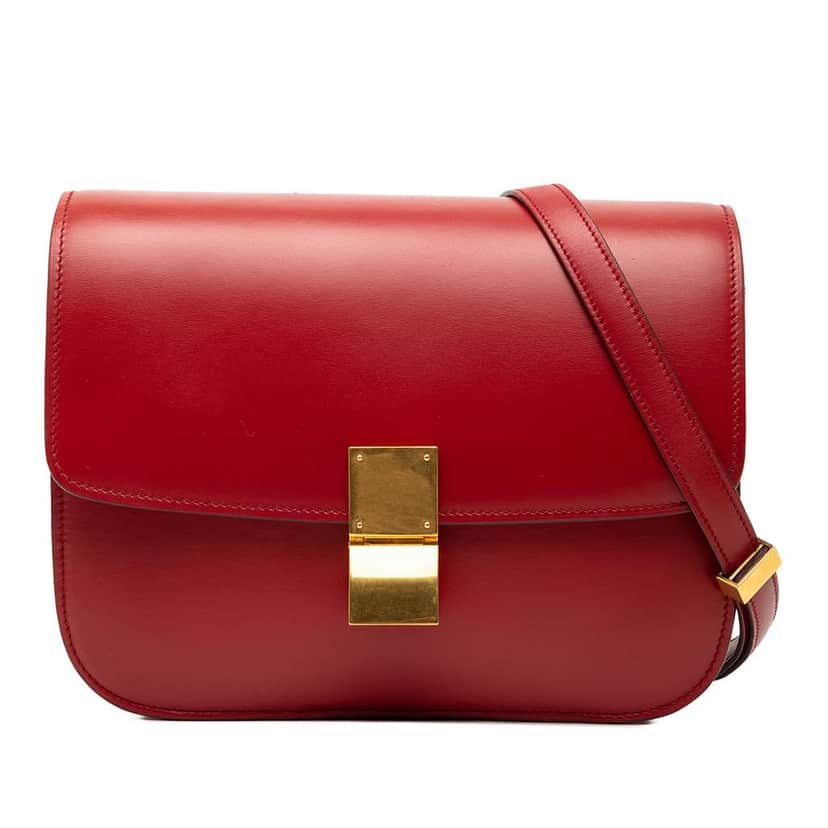 Celine Medium Calfskin Classic Box Red Leather Very good condition - Front View