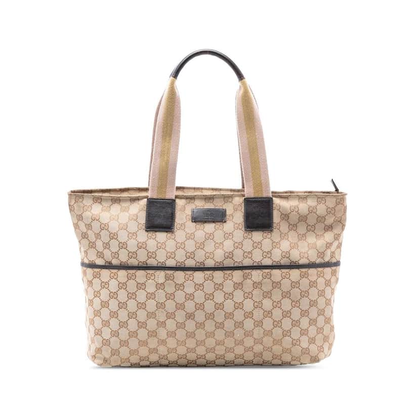 Gucci GG Canvas Web Tote Brown Canvas Very good condition - Front View