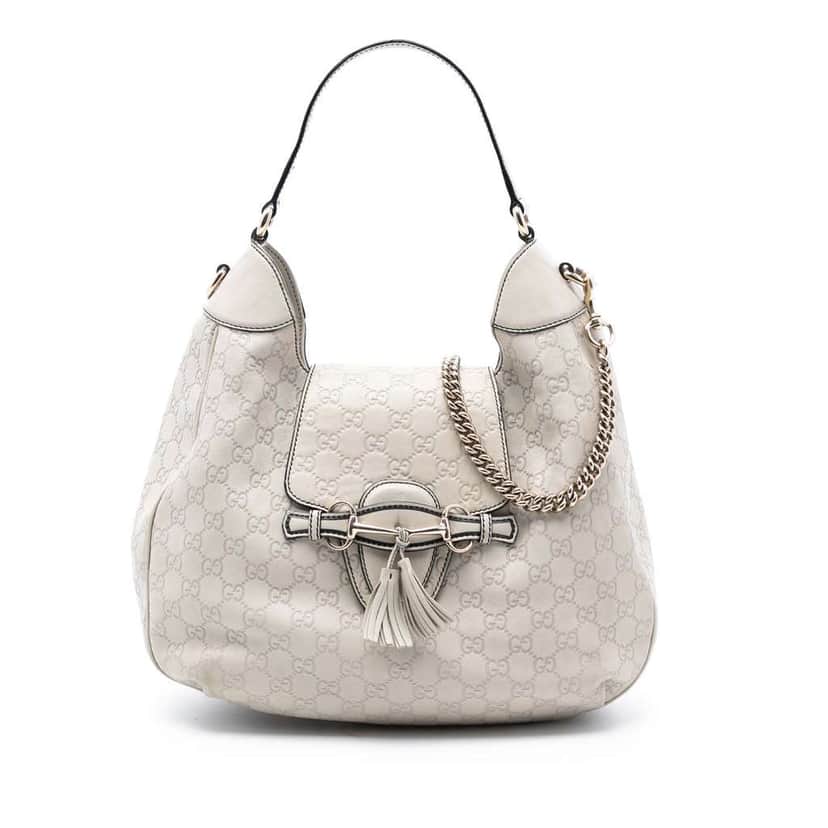 Gucci Medium Guccissima Emily Satchel White Leather Good condition - Front View