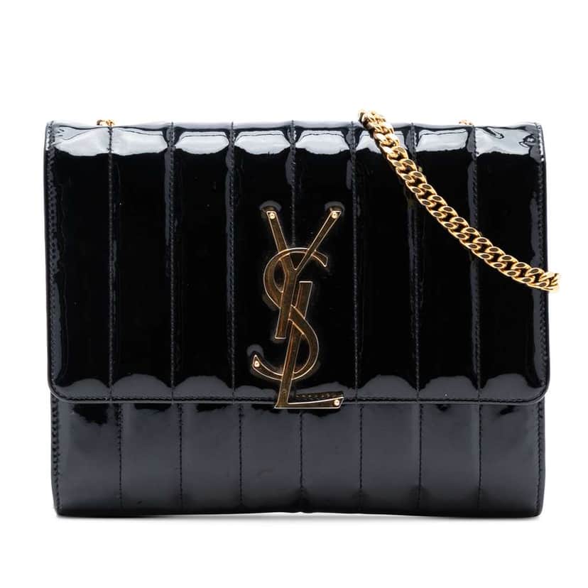 Saint Laurent Medium Patent Vicky Crossbody Black Leather Very good condition - Front View