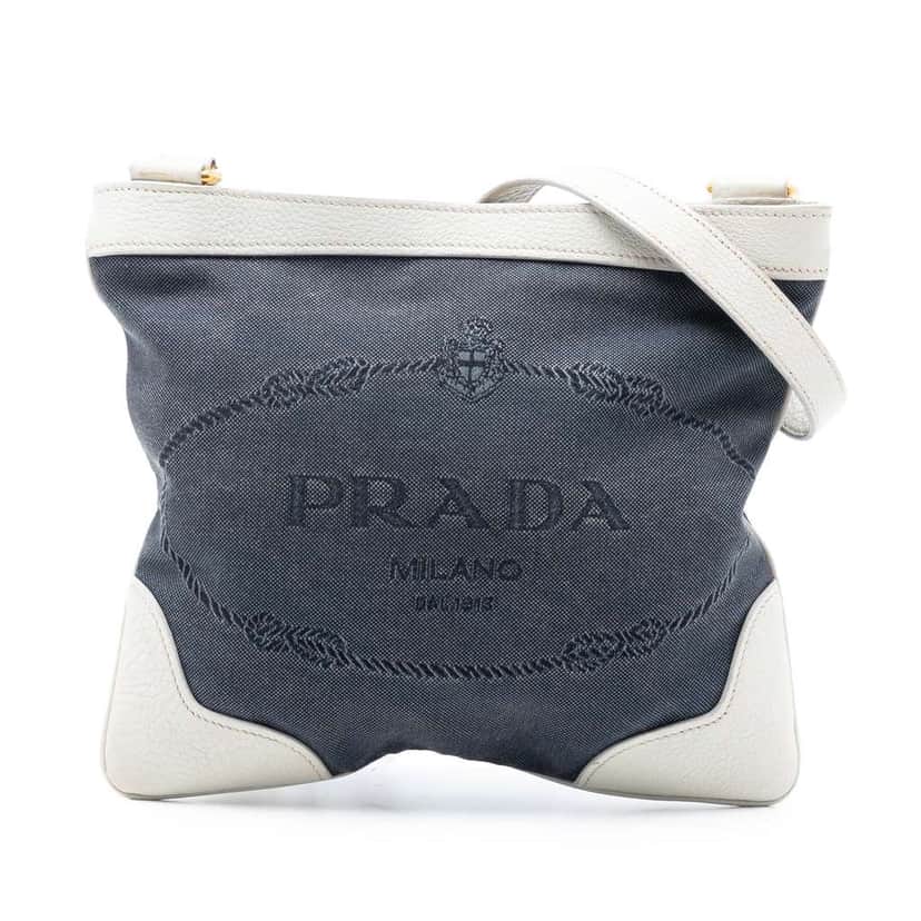 Prada Canvas Canapa Logo Crossbody Blue Canvas Very good condition - Front View