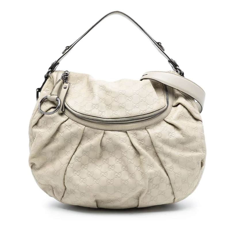 Gucci Guccissima Icon Bit Satchel White Leather Very good condition - Front View