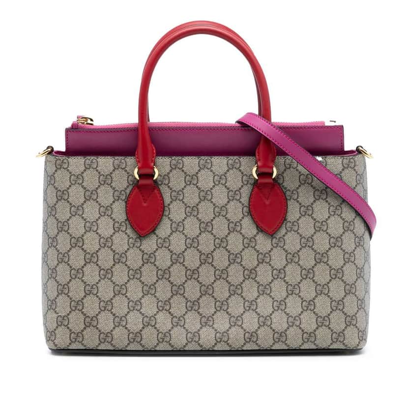 Gucci GG Supreme Linea A Satchel Brown Canvas Good condition - Front View