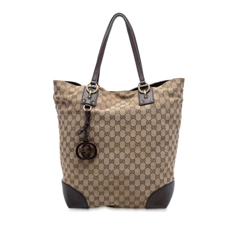 Gucci Large GG Canvas GG Charm Tote Brown Canvas Good condition - Front View