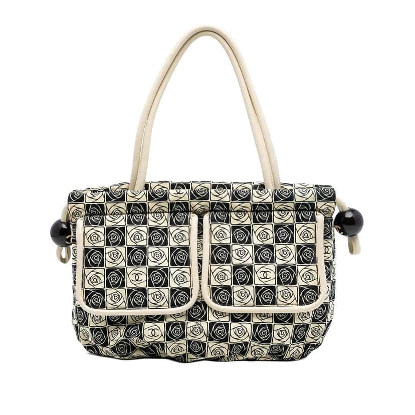 Chanel Camellia Canvas Coco Ball Tote Brown Canvas Very good condition - Front View