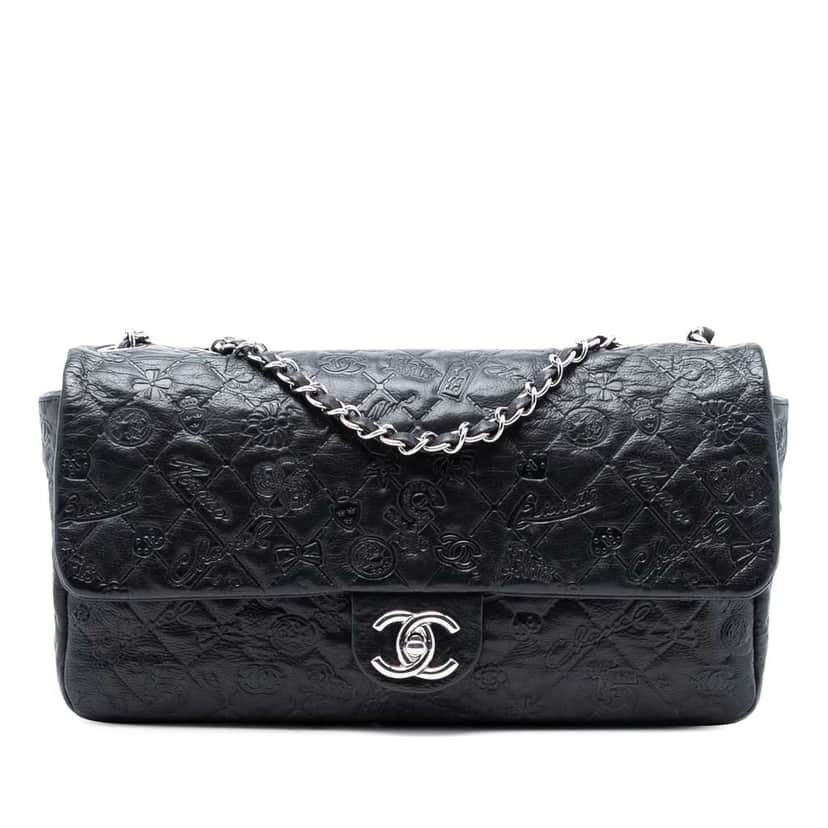 Chanel Jumbo Embossed Calfskin Lucky Symbols Flap Black Leather Good condition - Front View