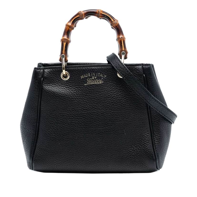 Gucci Mini Calfskin Bamboo Shopper Satchel Black Leather Good condition - Front View