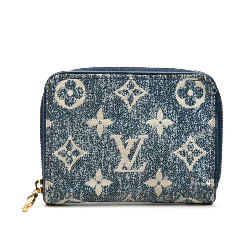 Louis Vuitton Monogram Jacquard Denim Zippy Coin Purse Blue Denim Very good condition - Front View