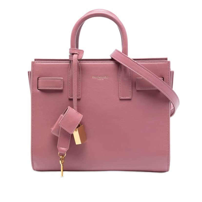 Saint Laurent Nano Leather Sac De Jour Satchel Pink Leather Good condition - Front View