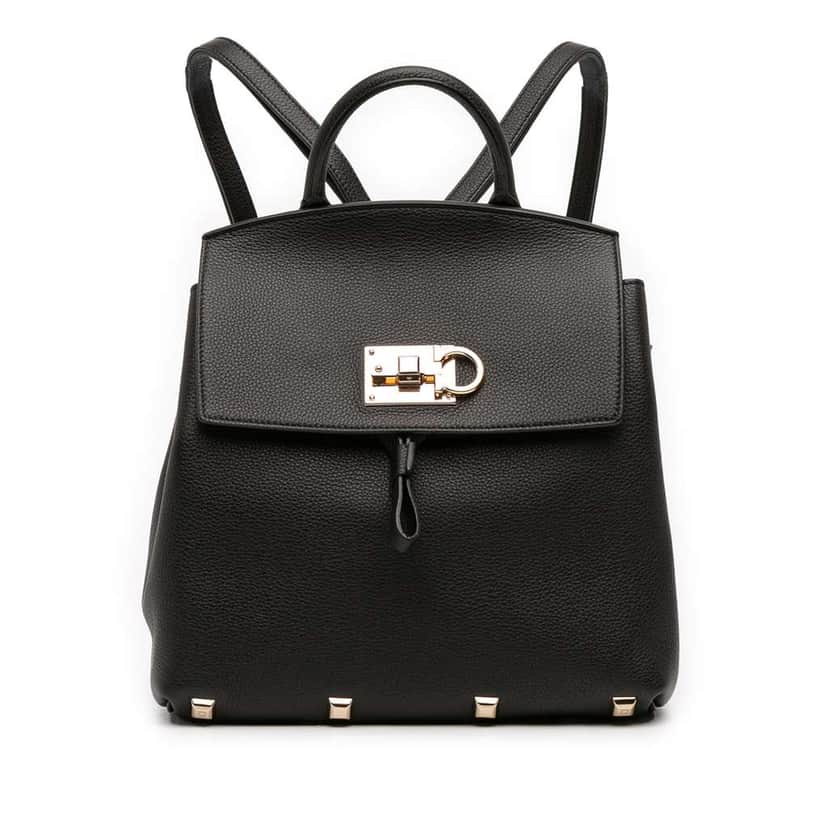 Salvatore Ferragamo Leather Studio Backpack Black Leather Good condition - Front View