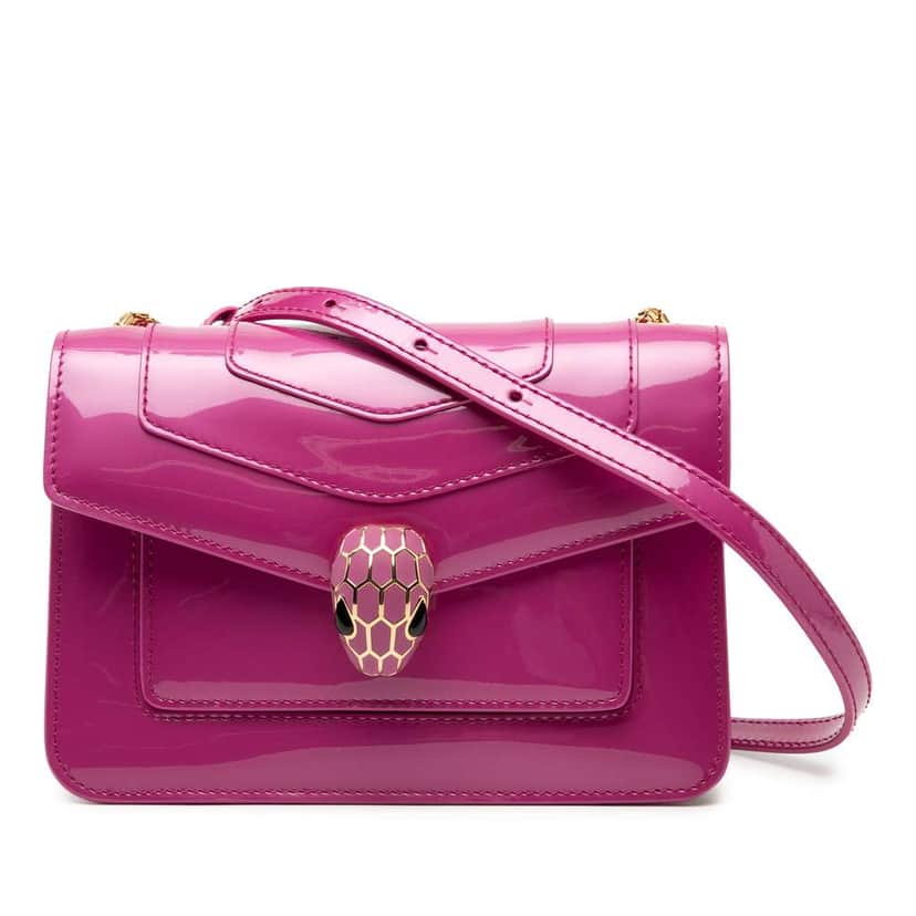 Bvlgari Patent Serpenti Forever Crossbody Pink Leather Very good condition - Front View