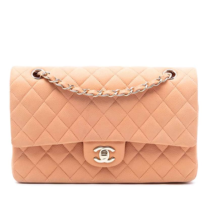 Chanel Medium Classic Caviar Double Flap Orange Leather Good condition - Front View