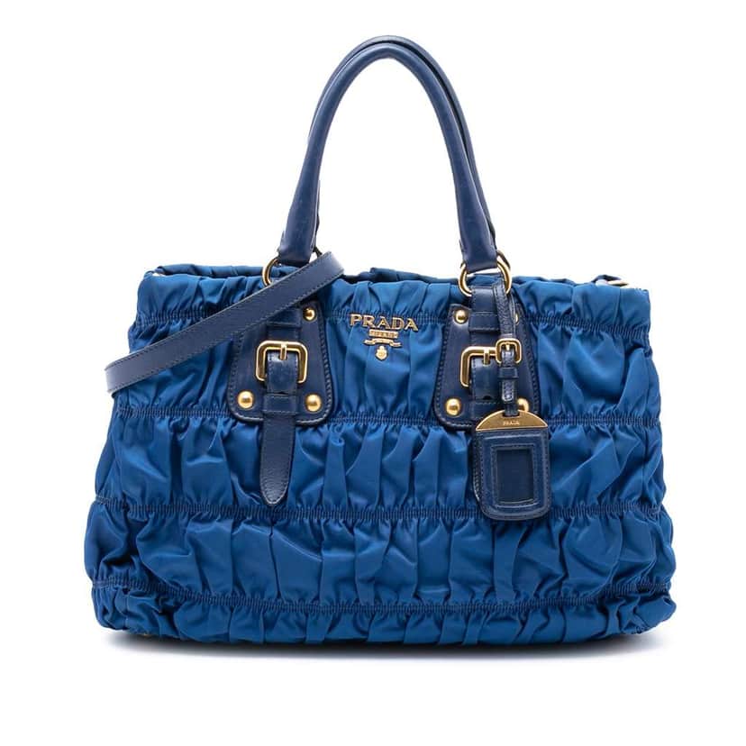 Prada Tessuto Gaufre Satchel Blue Good condition - Front View