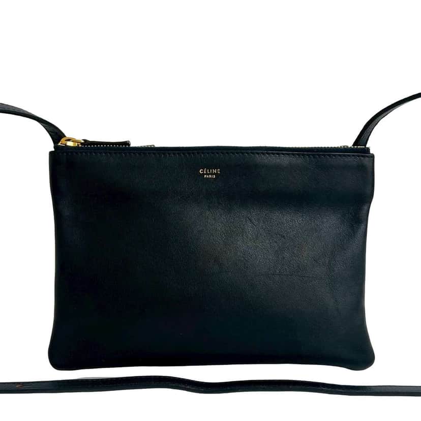 Celine Small Lambskin Trio Crossbody Black Leather Good condition - Front View