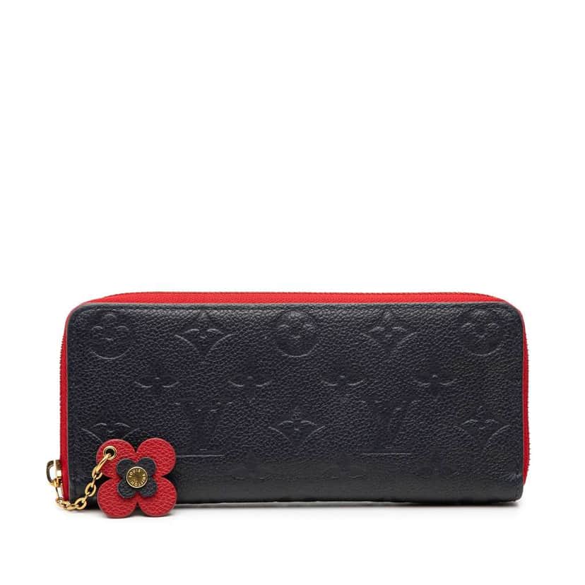 Louis Vuitton Monogram Empreinte Bloom Flowers Clemence Wallet Blue Leather Very good condition - Front View