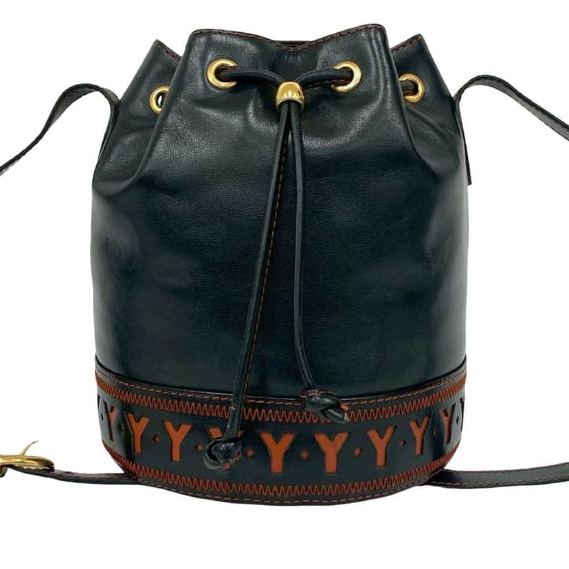 Saint Laurent Leather Bucket Bag Black Leather Good condition - Front View