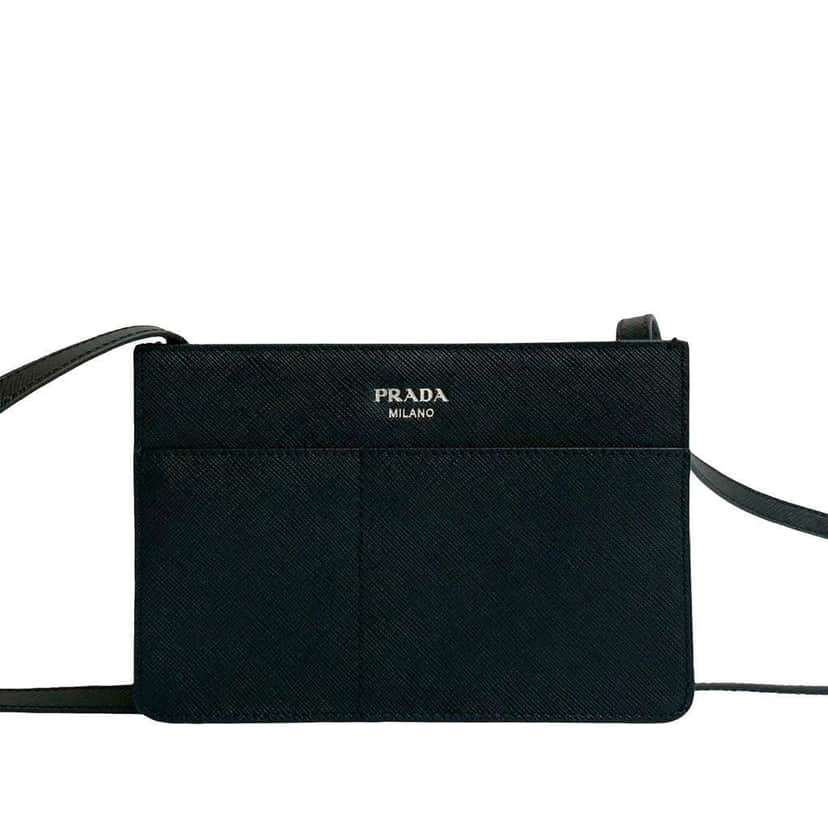 Prada Saffiano Lux Crossbody Black Leather Good condition - Front View