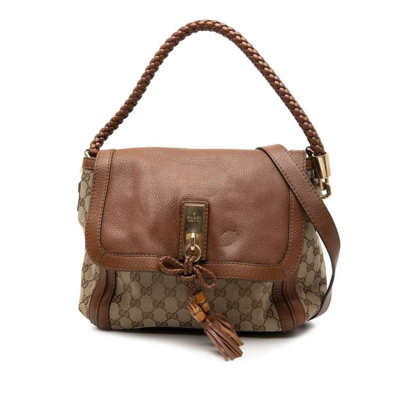 Gucci GG Canvas Bella Flap Satchel Brown Canvas Very good condition - Front View