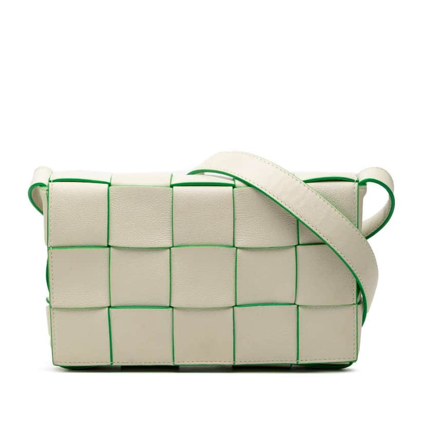Bottega Veneta Nappa Intrecciato Cassette Crossbody White Leather Good condition - Front View